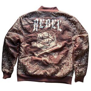 Rebel Vengeance Skull Bomber Jacket Men's M Streetwear Gothic